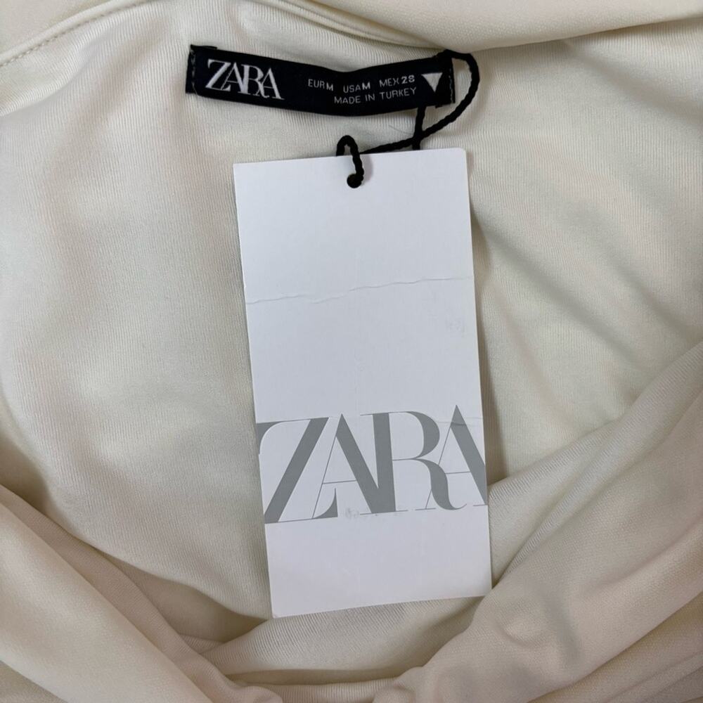 Zara Dress Size Medium Off the Shoulder Mini Ruched - Picture 7 of 9
